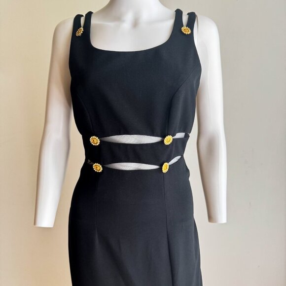 Vintage 90s Black Gold Accents 90s Designer Inspired Gown 6 - Picture 4 of 9